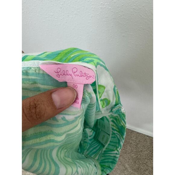 Lilly Pulitzer Green Tropical Leaf Print Shorts Women’s Size 00 - Picture 5 of 8